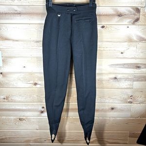 Sportina Black Wool Blend Form Fitting Stirrup Ski Pants Women's, Size 10R